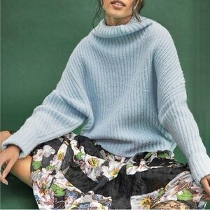 Anthropologie Maeve Athena Cowl Neck Sweater Size Small in Sky Blue NWT